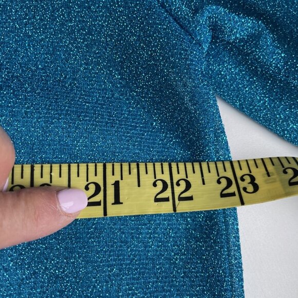 Cynthia Rowley Glitter Tee Women's L Metallic Blue Sheer Lightweight $145 NWT - Picture 6 of 8